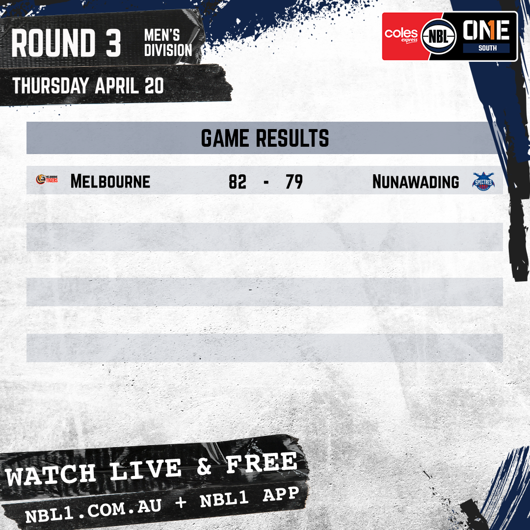 Nbl 2023 Game Results Men Graphic   Melbourne Tigers Vs Nunawading Spectres   1x1 (png)